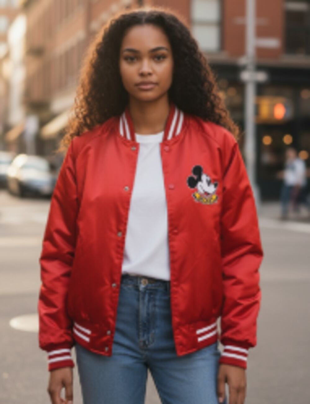 Vintage 90s Disney Minnie Mickey Mouse Satin Jacket Chalk Line Xlarge